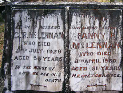 Photo of headstones/Charles Roderick McLennan (d1929) hdstn &Fanny